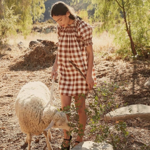 Doen Dresses & Skirts - Doen Sureau dress in St Ouen Nutmeg Plaid Sz M